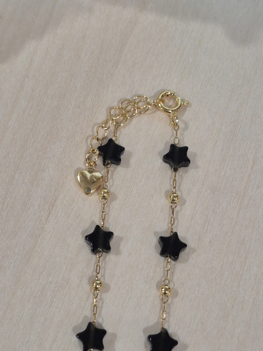 🖤⭐️NEW🖤⭐️ PRETTY!! SS OBSIDIAN Micro PaperClip Nat. Stone Star Bracelet